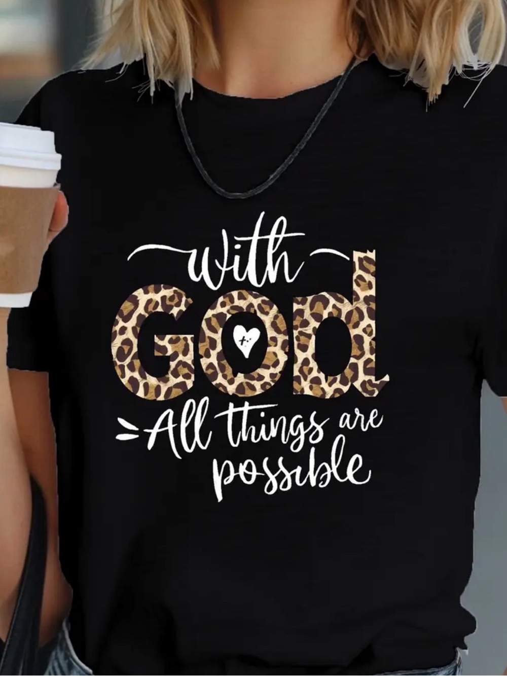 With God Leopard Print Short Sleeve Tee
